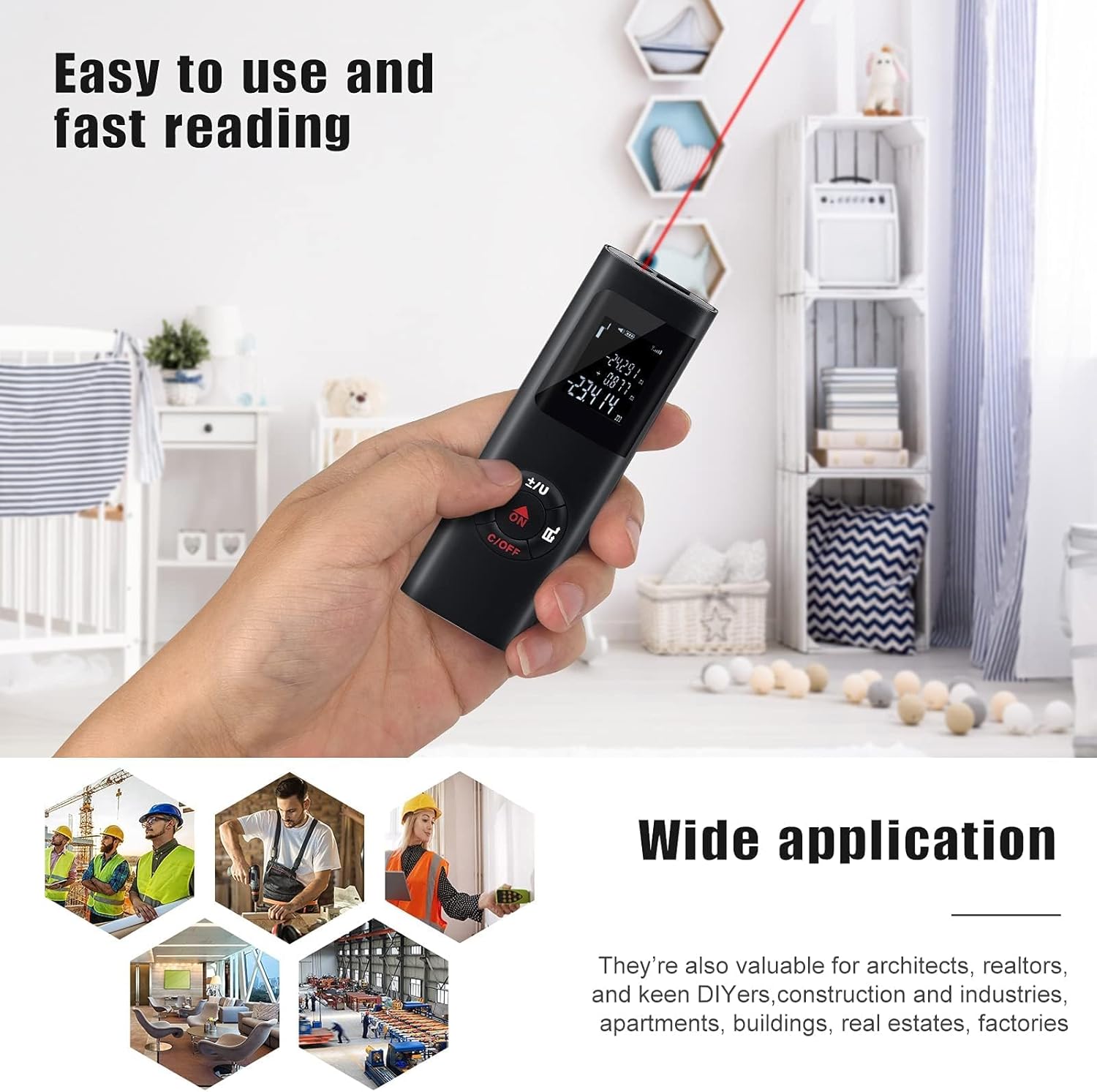 Ψηφιακός Μετρητής Απόστασης με Laser 40m Επαναφορτιζόμενο με USB Ψηφιακός Μετρητής Απόστασης με Laser 40m Επαναφορτιζόμενο με USB