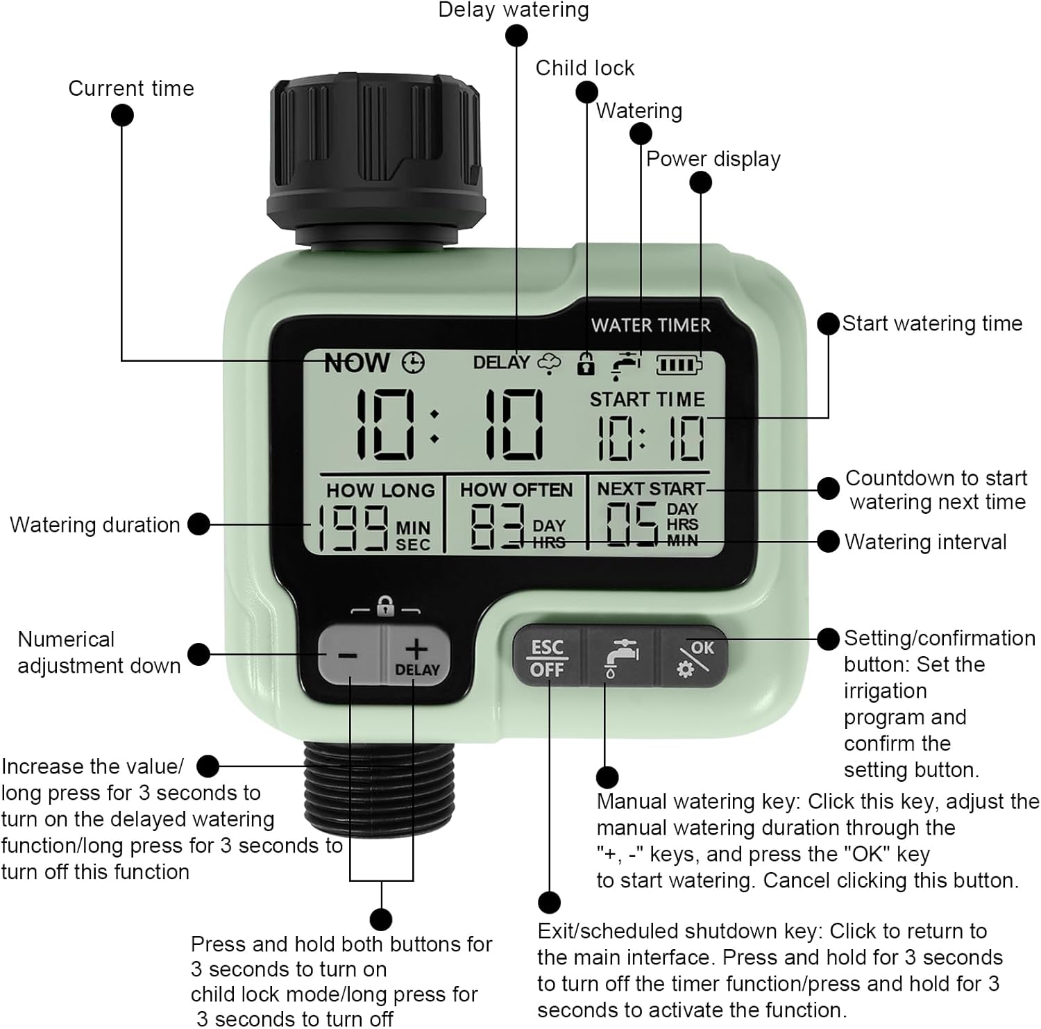 Ψηφιακός Προγραμματιστής Ποτίσματος με Μπαταρία Μονής Εξόδου Ψηφιακός Προγραμματιστής Ποτίσματος με Μπαταρία Μονής Εξόδου