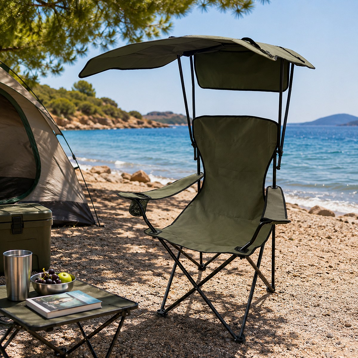 Πτυσσόμενη Καρέκλα Κάμπινγκ με Τέντα – Με Ποτηροθήκη & Σκελετό Αλουμινίου | Ιδανική για Ψάρεμα, Παραλία, Εκδρομές, Ύφασμα Oxford, Τσάντα Μεταφοράς Πτυσσόμενη Καρέκλα Κάμπινγκ με Τέντα – Με Ποτηροθήκη & Σκελετό Αλουμινίου | Ιδανική για Ψάρεμα, Παραλία, Εκδρομές, Ύφασμα Oxford, Τσάντα Μεταφοράς