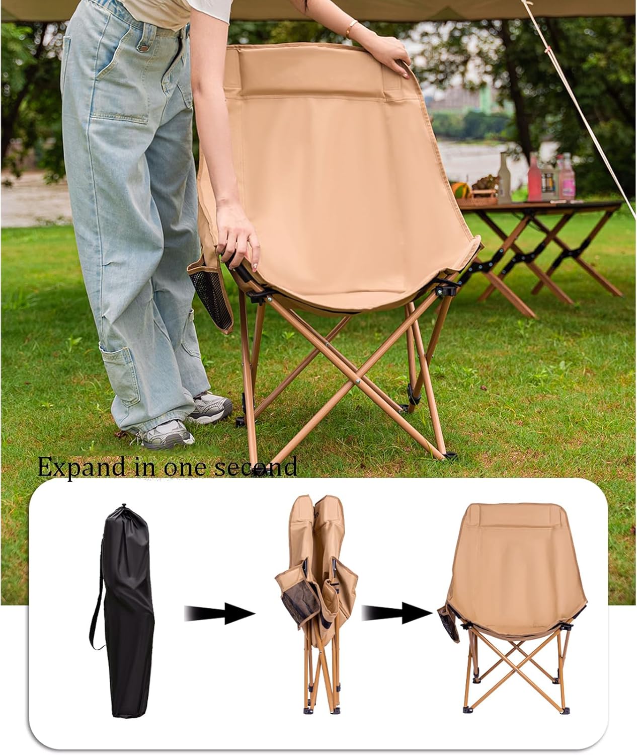 Πτυσσόμενη Καρέκλα με Πλαϊνή Θήκη & Τσάντα Μεταφοράς - 90x62x42cm Πτυσσόμενη Καρέκλα με Πλαϊνή Θήκη & Τσάντα Μεταφοράς - 90x62x42cm