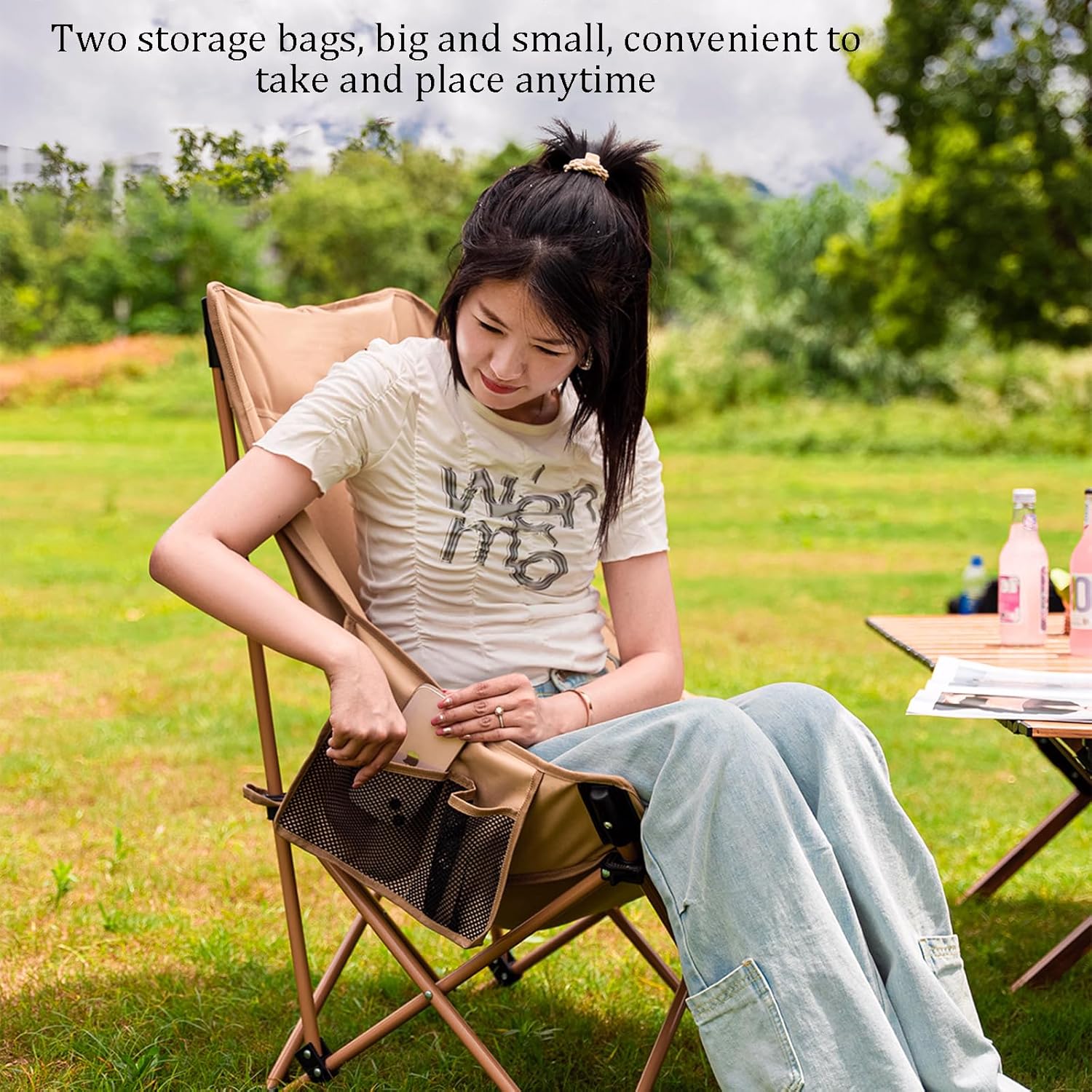 Πτυσσόμενη Καρέκλα με Πλαϊνή Θήκη & Τσάντα Μεταφοράς - 90x62x42cm Πτυσσόμενη Καρέκλα με Πλαϊνή Θήκη & Τσάντα Μεταφοράς - 90x62x42cm