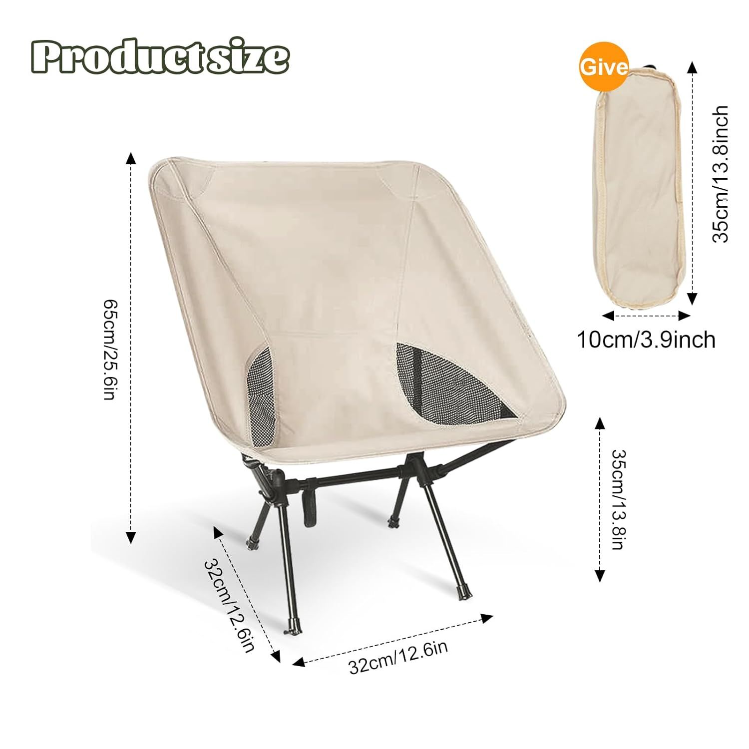 Πτυσσόμενη Καρέκλα Παραλίας Camping Υφασμάτινη 60x52x65cm Λευκό/Μπεζ Πτυσσόμενη Καρέκλα Παραλίας Camping Υφασμάτινη 60x52x65cm Λευκό/Μπεζ