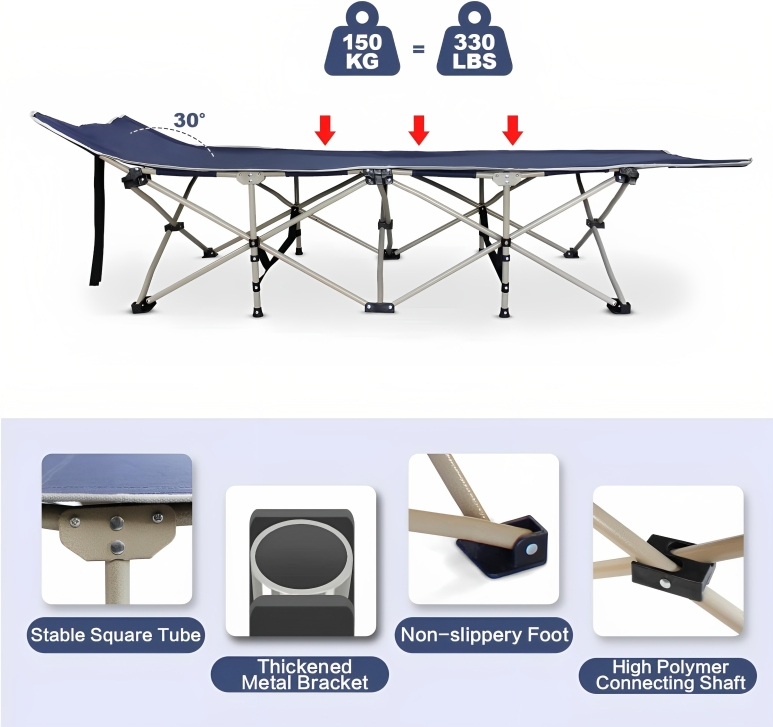 Πτυσσόμενη Ξαπλώστρα - Κρεβάτι Παραλίας με Ατσάλινο Σκελετό - 190 x 68 x 52 εκ. Πτυσσόμενη Ξαπλώστρα - Κρεβάτι Παραλίας με Ατσάλινο Σκελετό - 190 x 68 x 52 εκ.