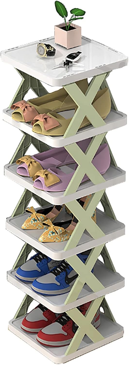 Πτυσσόμενη Παπουτσοθήκη με 6 Ράφια Λευκό-Πράσινο Πτυσσόμενη Παπουτσοθήκη με 6 Ράφια Λευκό-Πράσινο