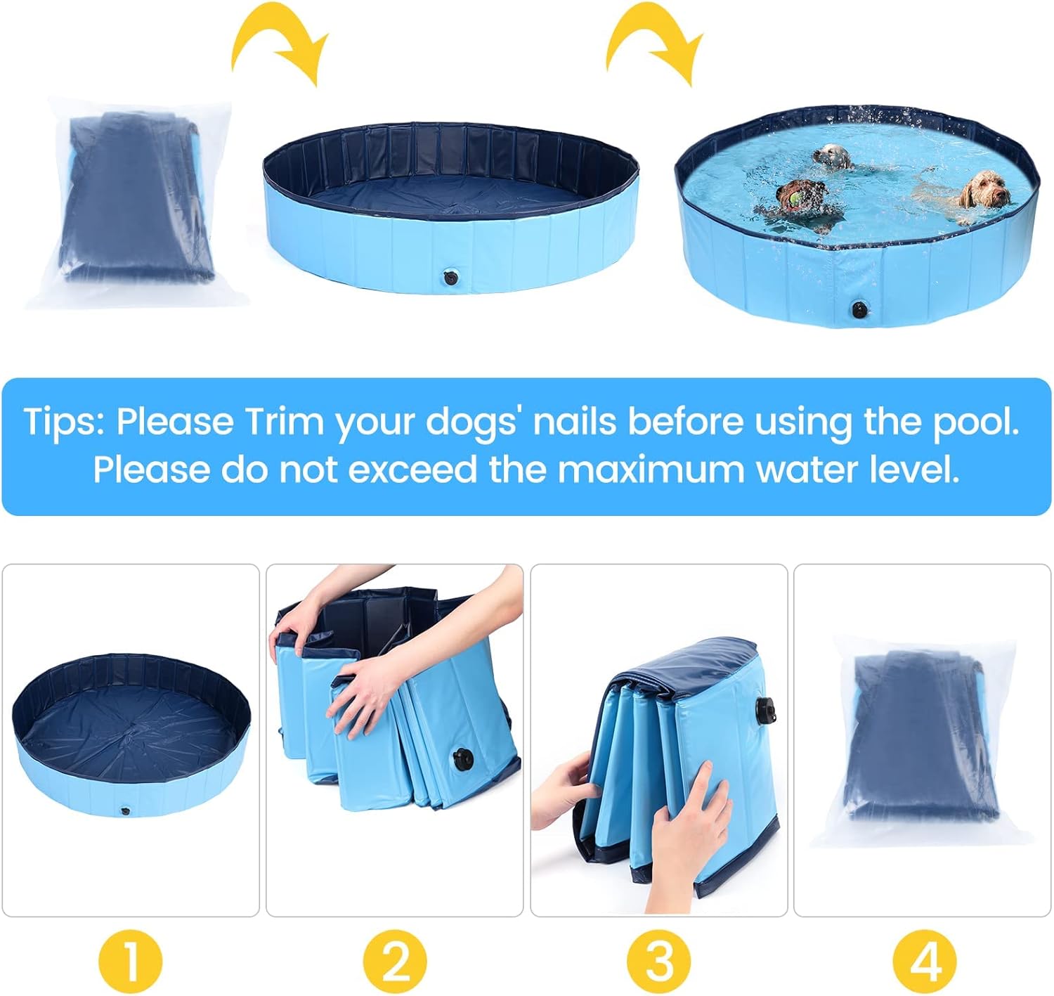 Πτυσσόμενη Πισίνα για Σκύλους με Αντιολισθητική Βάση - 120x30cm Πτυσσόμενη Πισίνα για Σκύλους με Αντιολισθητική Βάση - 120x30cm