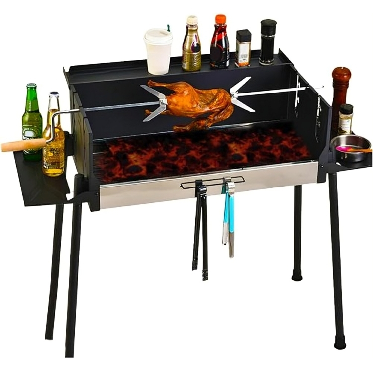 Πτυσσόμενη Ψησταριά Μπάρμπεκιου Κάρβουνου - Με Χειροκίνητη Σούβλα & Βοηθητικές Επιφάνειες - 77,5x71x122cm Πτυσσόμενη Ψησταριά Μπάρμπεκιου Κάρβουνου - Με Χειροκίνητη Σούβλα & Βοηθητικές Επιφάνειες - 77,5x71x122cm