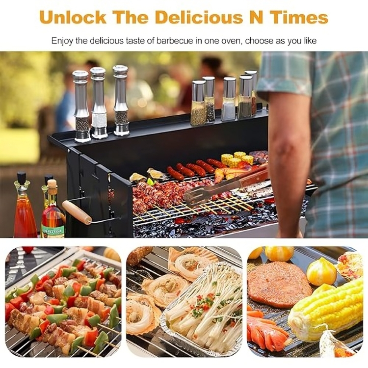 Πτυσσόμενη Ψησταριά Μπάρμπεκιου Κάρβουνου - Με Χειροκίνητη Σούβλα & Βοηθητικές Επιφάνειες - 77,5x71x122cm Πτυσσόμενη Ψησταριά Μπάρμπεκιου Κάρβουνου - Με Χειροκίνητη Σούβλα & Βοηθητικές Επιφάνειες - 77,5x71x122cm