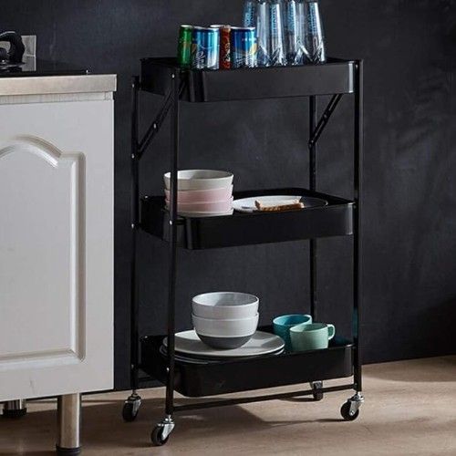 Πτυσσόμενη Τροχήλατη Ραφιέρα - Καρότσι Τριών Επιπέδων με 3 Ράφια και Ροδάκια Τρόλεϊ Οργάνωσης Διακόσμησης 45x30x77 cm Μαύρο Πτυσσόμενη Τροχήλατη Ραφιέρα - Καρότσι Τριών Επιπέδων με 3 Ράφια και Ροδάκια Τρόλεϊ Οργάνωσης Διακόσμησης 45x30x77 cm Μαύρο