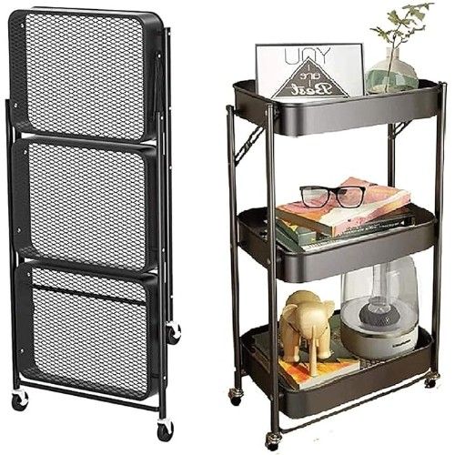 Πτυσσόμενη Τροχήλατη Ραφιέρα - Καρότσι Τριών Επιπέδων με 3 Ράφια και Ροδάκια Τρόλεϊ Οργάνωσης Διακόσμησης 45x30x77 cm Μαύρο Πτυσσόμενη Τροχήλατη Ραφιέρα - Καρότσι Τριών Επιπέδων με 3 Ράφια και Ροδάκια Τρόλεϊ Οργάνωσης Διακόσμησης 45x30x77 cm Μαύρο