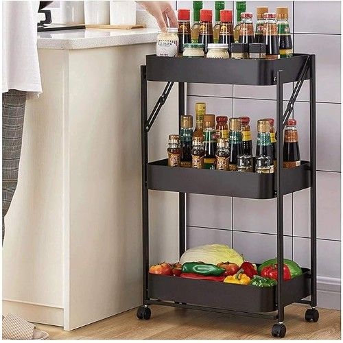 Πτυσσόμενη Τροχήλατη Ραφιέρα - Καρότσι Τριών Επιπέδων με 3 Ράφια και Ροδάκια Τρόλεϊ Οργάνωσης Διακόσμησης 45x30x77 cm Μαύρο Πτυσσόμενη Τροχήλατη Ραφιέρα - Καρότσι Τριών Επιπέδων με 3 Ράφια και Ροδάκια Τρόλεϊ Οργάνωσης Διακόσμησης 45x30x77 cm Μαύρο