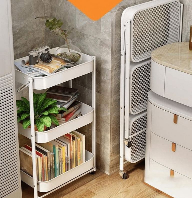 Πτυσσόμενη Τροχήλατη Ραφιέρα Τριών Επιπέδων με Ροδάκια - 45x30x77 cm Πτυσσόμενη Τροχήλατη Ραφιέρα Τριών Επιπέδων με Ροδάκια - 45x30x77 cm