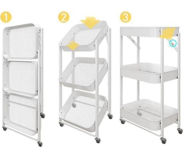 Πτυσσόμενη Τροχήλατη Ραφιέρα Τριών Επιπέδων με Ροδάκια - 45x30x77 cm Πτυσσόμενη Τροχήλατη Ραφιέρα Τριών Επιπέδων με Ροδάκια - 45x30x77 cm