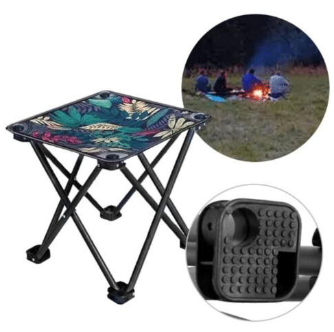 Πτυσσόμενο Φορητό Σκαμπό με Τροπικά Σχέδια 28 x 28 x 24cm Πτυσσόμενο Φορητό Σκαμπό με Τροπικά Σχέδια 28 x 28 x 24cm