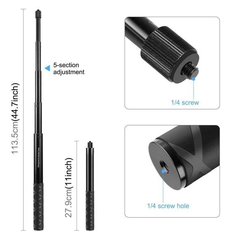 Πτυσσόμενο Selfie Stick Μηχανής / Ποδηλάτου 110cm για Action Camera GoPro - Puluz Πτυσσόμενο Selfie Stick Μηχανής / Ποδηλάτου 110cm για Action Camera GoPro - Puluz