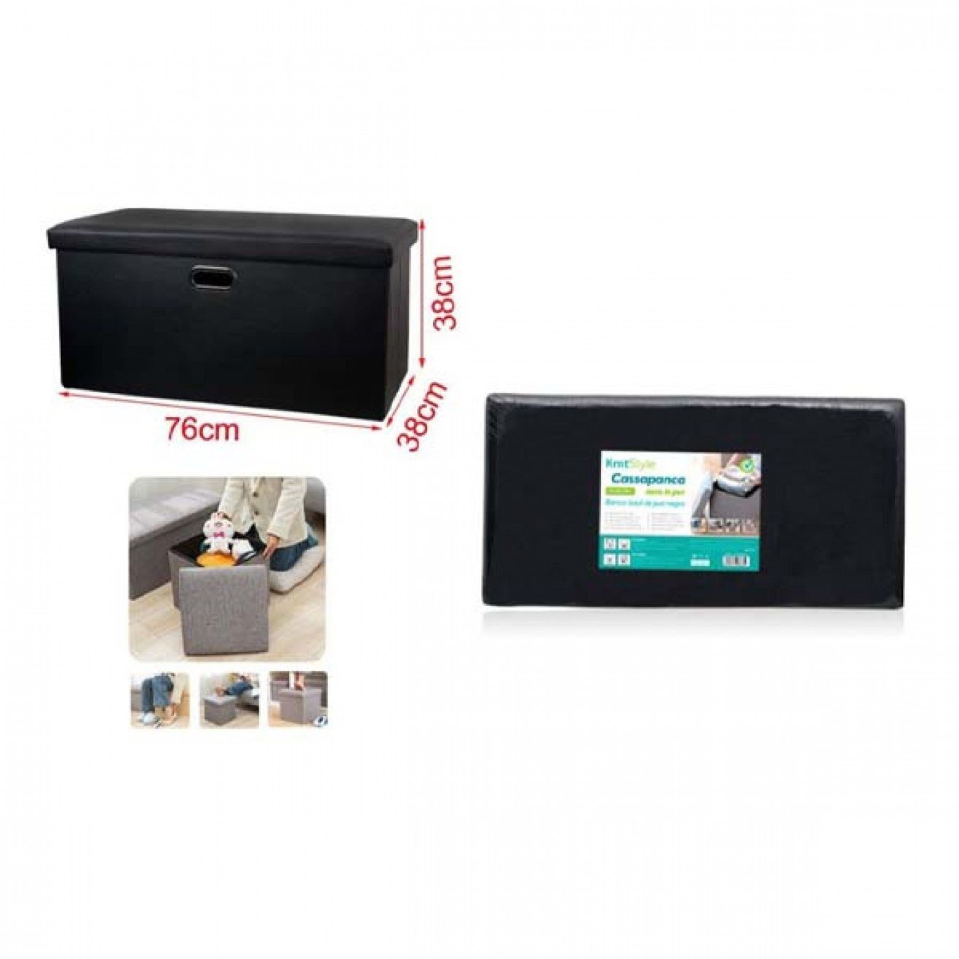 Πτυσσόμενο Σκαμπό από Δερματίνη με Αποθηκευτικό Χώρο 76x38x38εκ Πτυσσόμενο Σκαμπό από Δερματίνη με Αποθηκευτικό Χώρο 76x38x38εκ