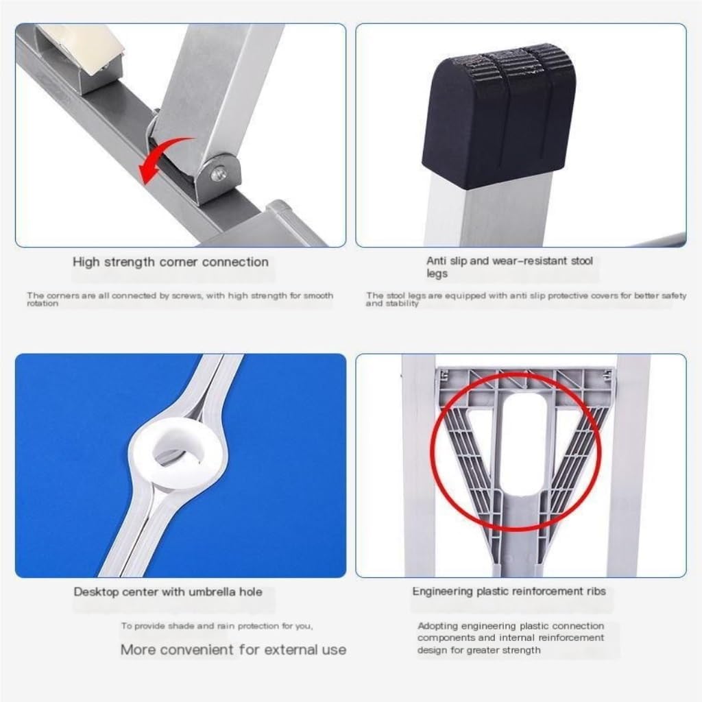 Πτυσσόμενο Τραπέζι Αλουμινίου με Ενσωματωμένα Καθίσματα - 136x85x85cm Πτυσσόμενο Τραπέζι Αλουμινίου με Ενσωματωμένα Καθίσματα - 136x85x85cm