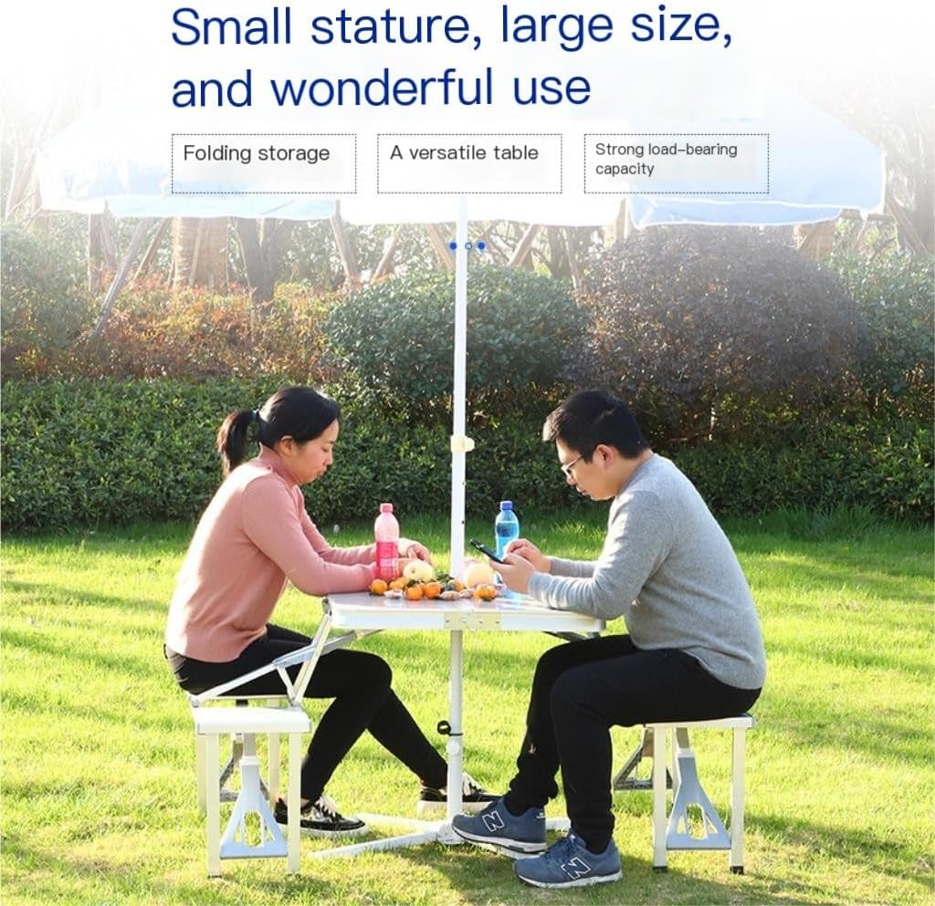 Πτυσσόμενο Τραπέζι Αλουμινίου με Ενσωματωμένα Καθίσματα - 136x85x85cm Πτυσσόμενο Τραπέζι Αλουμινίου με Ενσωματωμένα Καθίσματα - 136x85x85cm