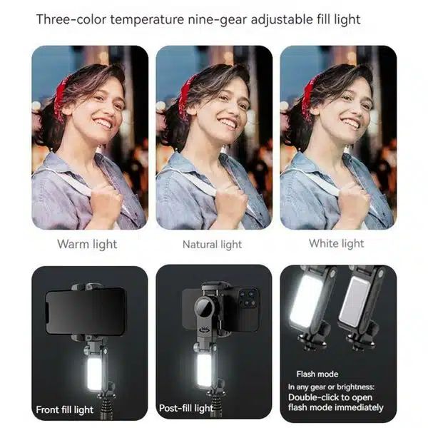 Πτυσσόμενος Σταθεροποιητής Κινητού - Gimbal - Τρίποδο - Selfie Stick με Ενσωματωμένο & Αποσπώμενο Bluetooth Χειριστήριο και 3 Επιλογές Φωτισμού Andowl Μαύρο Πτυσσόμενος Σταθεροποιητής Κινητού - Gimbal - Τρίποδο - Selfie Stick με Ενσωματωμένο & Αποσπώμενο Bluetooth Χειριστήριο και 3 Επιλογές Φωτισμού Andowl Μαύρο