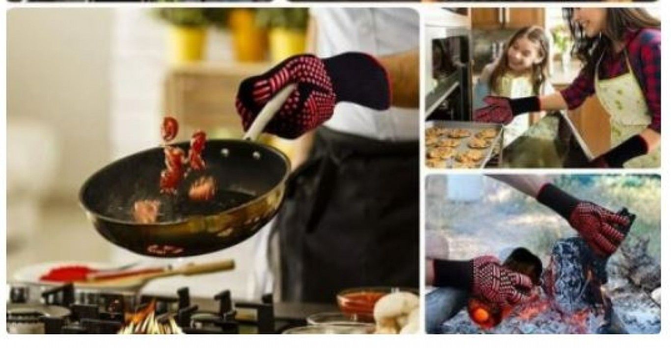 Πυρίμαχα Αντιολισθητικά Γάντια Ψησίματος για Υψηλές Θερμοκρασίες - Σετ 2 τμχ Μαύρα - Κατάλληλα για Ψήσιμο Πυρίμαχα Αντιολισθητικά Γάντια Ψησίματος για Υψηλές Θερμοκρασίες - Σετ 2 τμχ Μαύρα - Κατάλληλα για Ψήσιμο