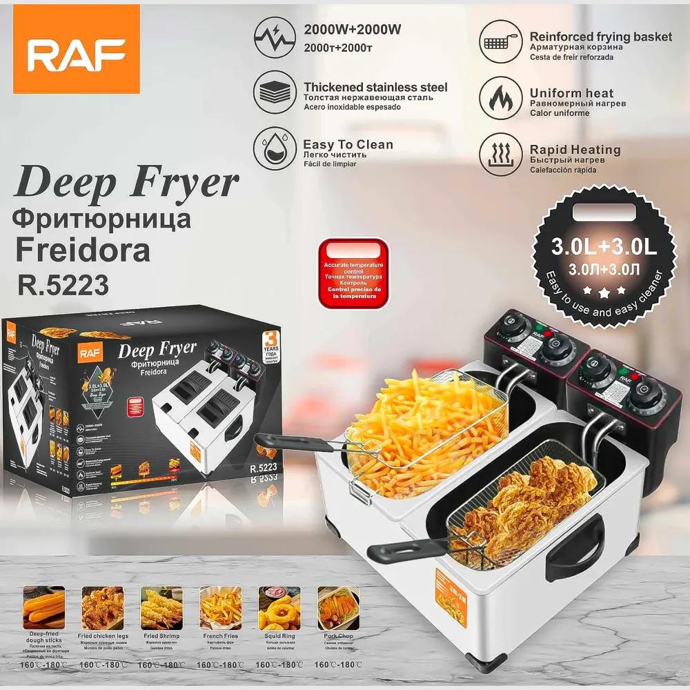 RAF Ανοξείδωτη Διπλή Φριτέζα Λαδιού με 2 Αποσπώμενους Κάδους Συνολικής Χωρητικότητας 6lt RAF Ανοξείδωτη Διπλή Φριτέζα Λαδιού με 2 Αποσπώμενους Κάδους Συνολικής Χωρητικότητας 6lt