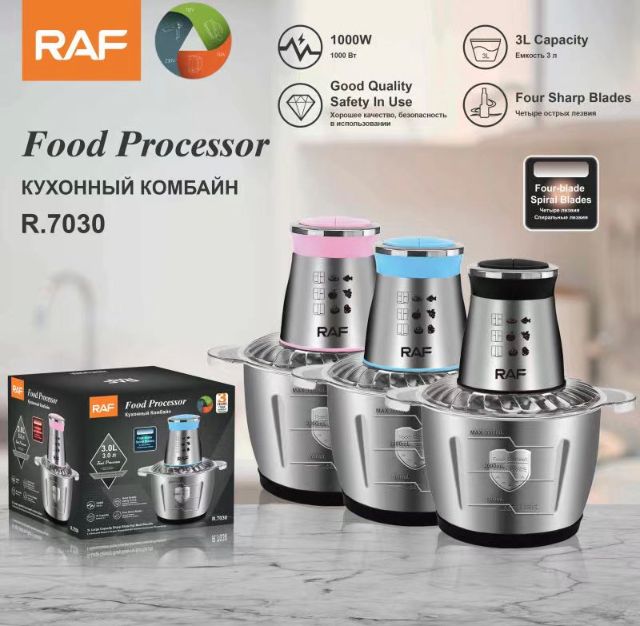 Raf Ηλεκτρικός Πολυκόφτης - Multi 1000W με Inox Κάδο 3L και 3 Ταχύτητες - Ασημί- Ροζ Raf Ηλεκτρικός Πολυκόφτης - Multi 1000W με Inox Κάδο 3L και 3 Ταχύτητες - Ασημί- Ροζ