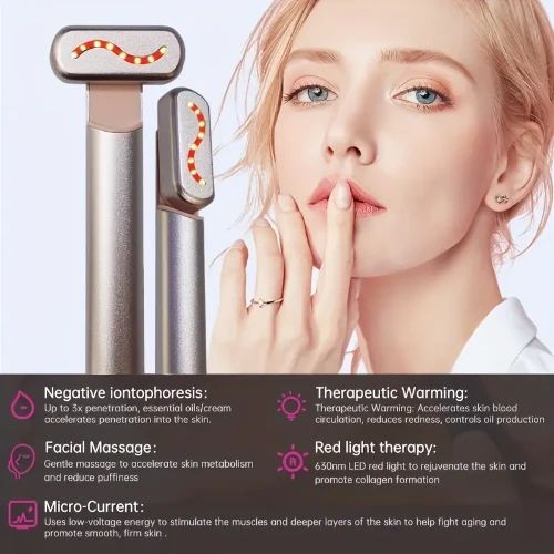 Ραβδί περιποίησης δέρματος 4 σε 1 με κόκκινο φως για το πρόσωπο, τα μάτια και το λαιμό Ροζ Χρυσό Ραβδί περιποίησης δέρματος 4 σε 1 με κόκκινο φως για το πρόσωπο, τα μάτια και το λαιμό Ροζ Χρυσό