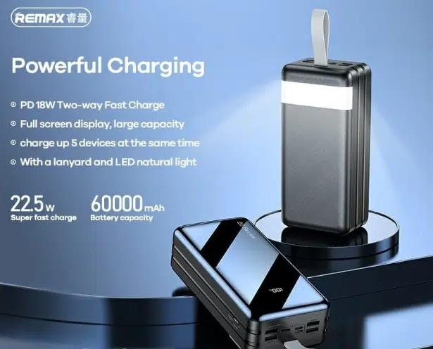Remax Power Bank 60000mAh με 4 Θύρες USB-A Και Οθόνη Remax Power Bank 60000mAh με 4 Θύρες USB-A Και Οθόνη