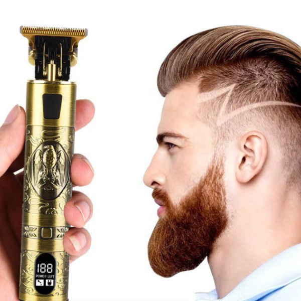 Ρετρό Επαναφορτιζόμενη Κουρευτική Μηχανή 5W με LCD Οθόνη για Ένδειξη Μπαταρίας, Ρυθμιζόμενου Μήκους Κοπής - Χρυσή με Ανάγλυφο Αετό Ρετρό Επαναφορτιζόμενη Κουρευτική Μηχανή 5W με LCD Οθόνη για Ένδειξη Μπαταρίας, Ρυθμιζόμενου Μήκους Κοπής - Χρυσή με Ανάγλυφο Αετό