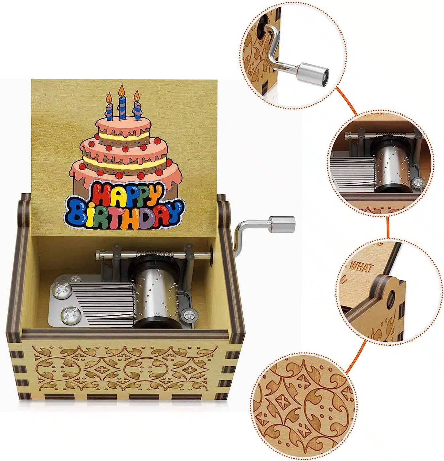 Ρετρό Ξύλινο Χειροκίνητο Μουσικό Κουτί – Happy Birthday Ρετρό Ξύλινο Χειροκίνητο Μουσικό Κουτί – Happy Birthday