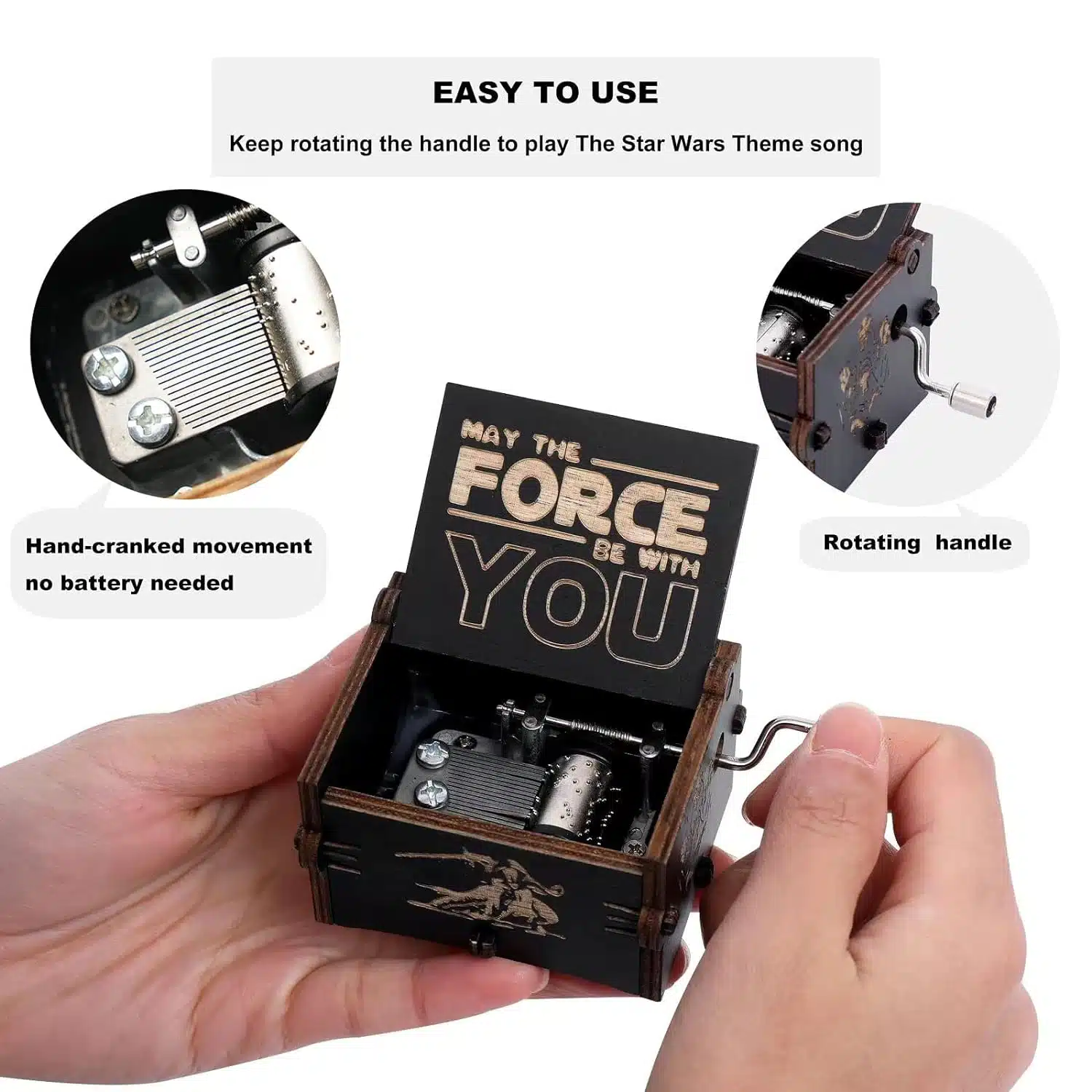 Ρετρό Ξύλινο Χειροκίνητο Μουσικό Κουτί STAR WARS με Χάραξη Μαύρο Ρετρό Ξύλινο Χειροκίνητο Μουσικό Κουτί STAR WARS με Χάραξη Μαύρο