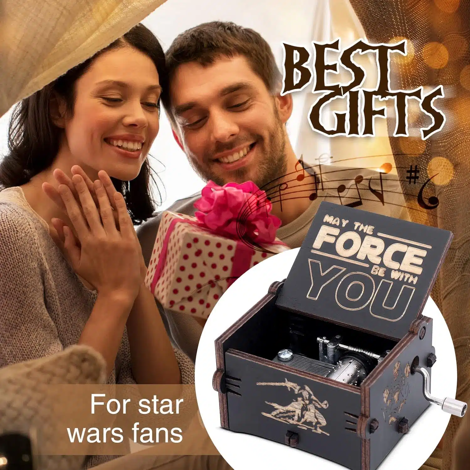 Ρετρό Ξύλινο Χειροκίνητο Μουσικό Κουτί STAR WARS με Χάραξη Μαύρο Ρετρό Ξύλινο Χειροκίνητο Μουσικό Κουτί STAR WARS με Χάραξη Μαύρο