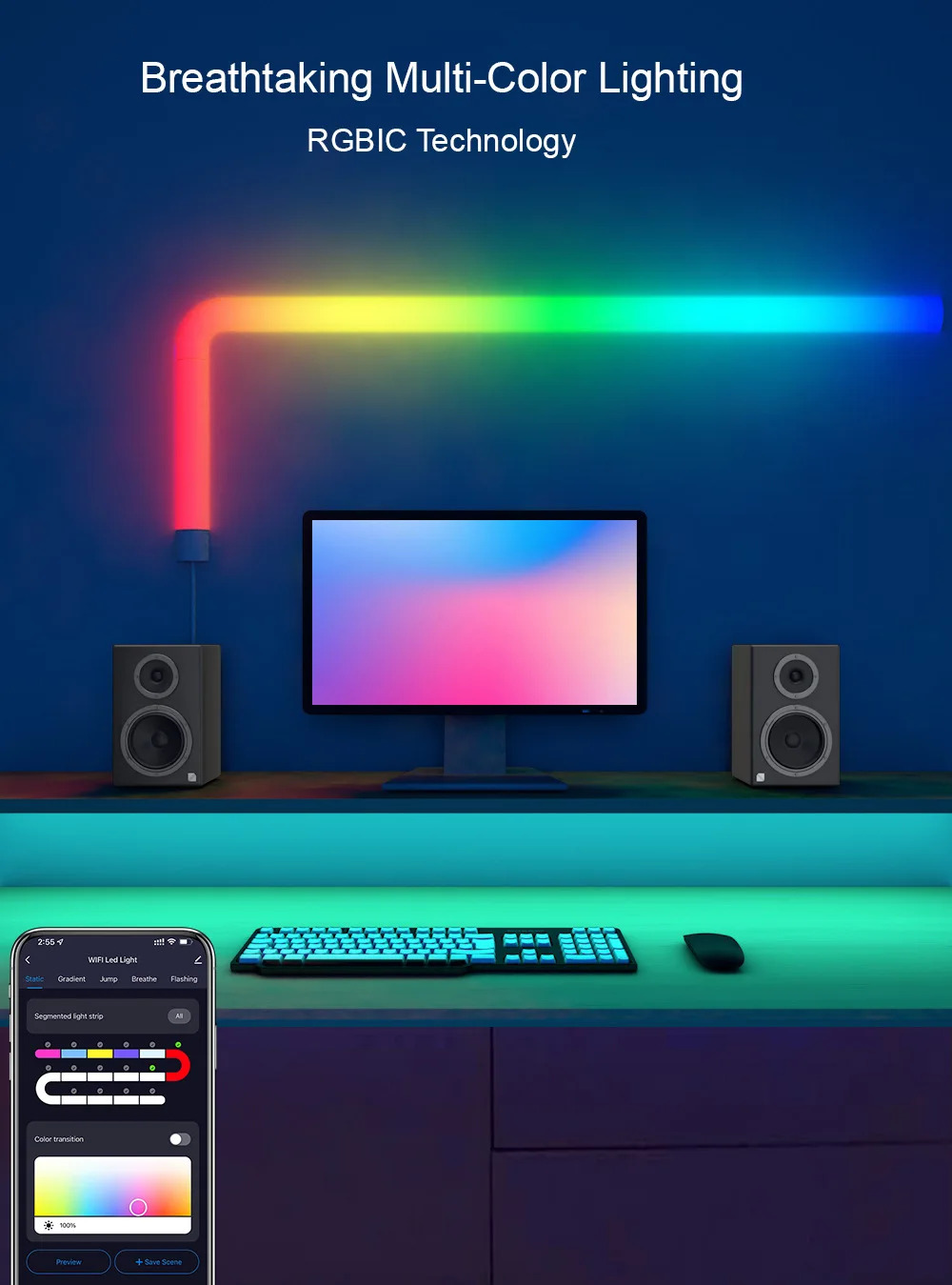 RGB LED DIY Φωτιστικό Τοίχου Ζιγκ-Ζαγκ με Λειτουργία Μουσικής - Με Τηλεχειριστήριο, WiFi και App TUYA RGB LED DIY Φωτιστικό Τοίχου Ζιγκ-Ζαγκ με Λειτουργία Μουσικής - Με Τηλεχειριστήριο, WiFi και App TUYA