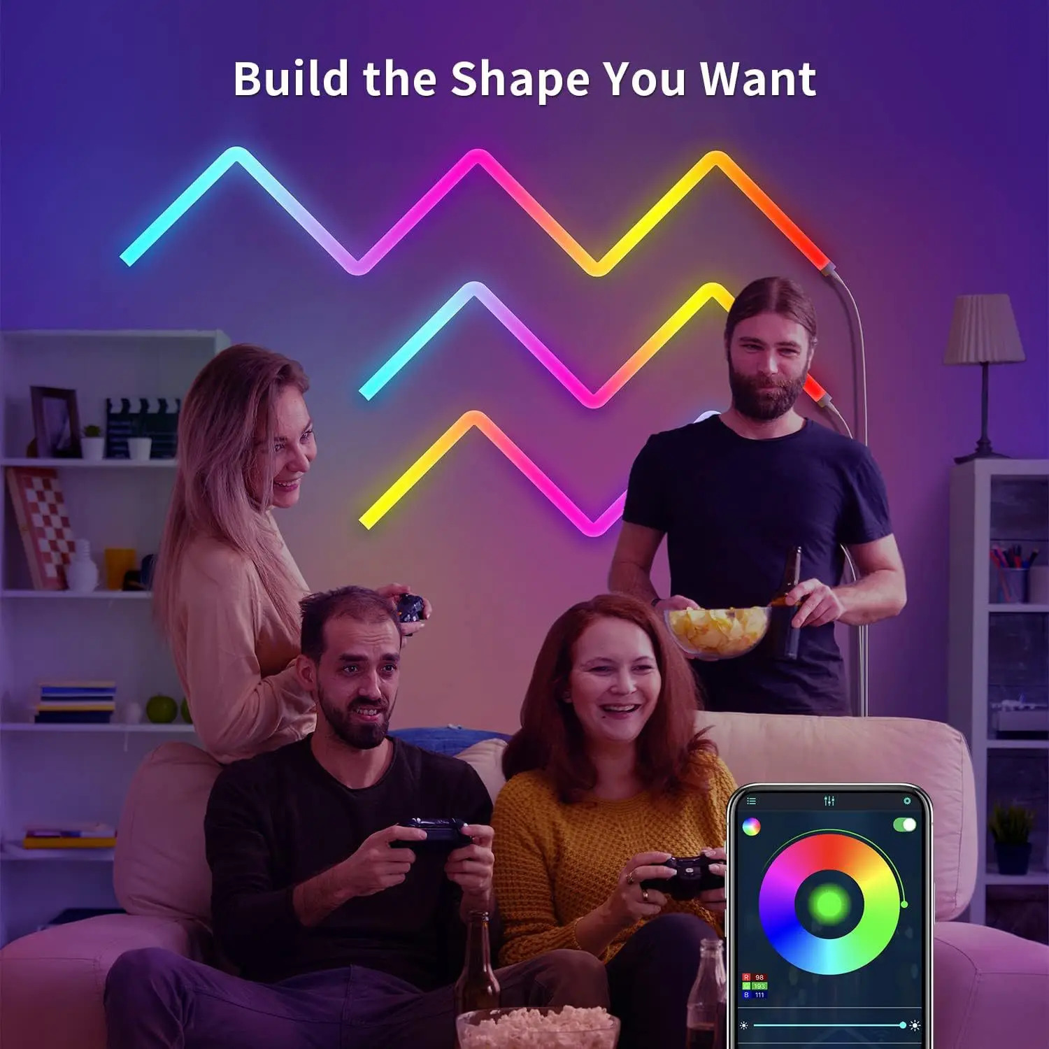 RGB LED DIY Φωτιστικό Τοίχου Ζιγκ-Ζαγκ με Λειτουργία Μουσικής - Με Τηλεχειριστήριο, WiFi και App TUYA RGB LED DIY Φωτιστικό Τοίχου Ζιγκ-Ζαγκ με Λειτουργία Μουσικής - Με Τηλεχειριστήριο, WiFi και App TUYA