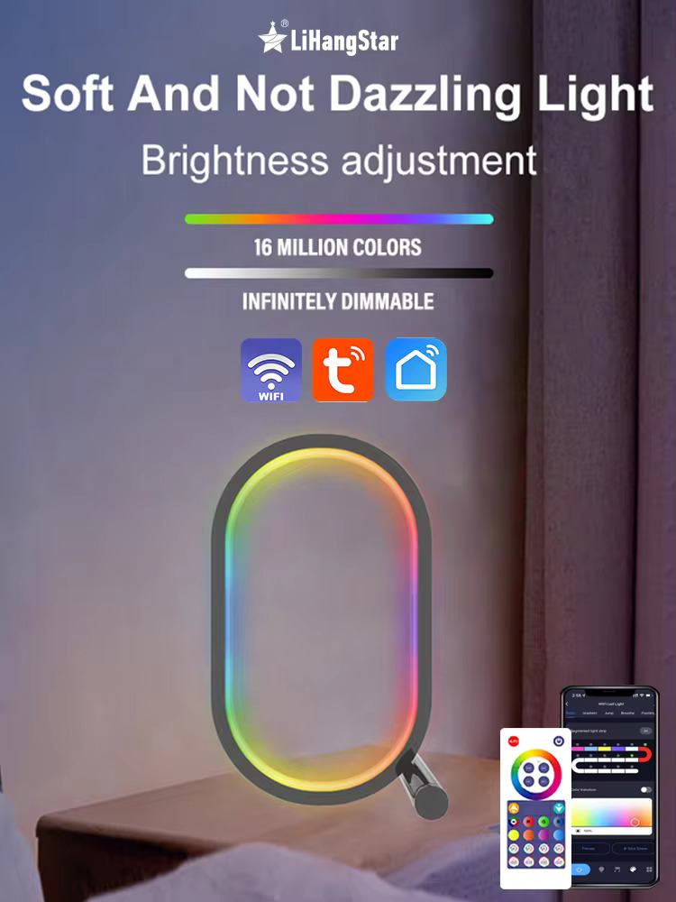 RGB LED Επιτραπέζιο Κυκλικό Φωτιστικό με Λειτουργία Μουσικής - Με Τηλεχειριστήριο, WiFi και App TUYA RGB LED Επιτραπέζιο Κυκλικό Φωτιστικό με Λειτουργία Μουσικής - Με Τηλεχειριστήριο, WiFi και App TUYA