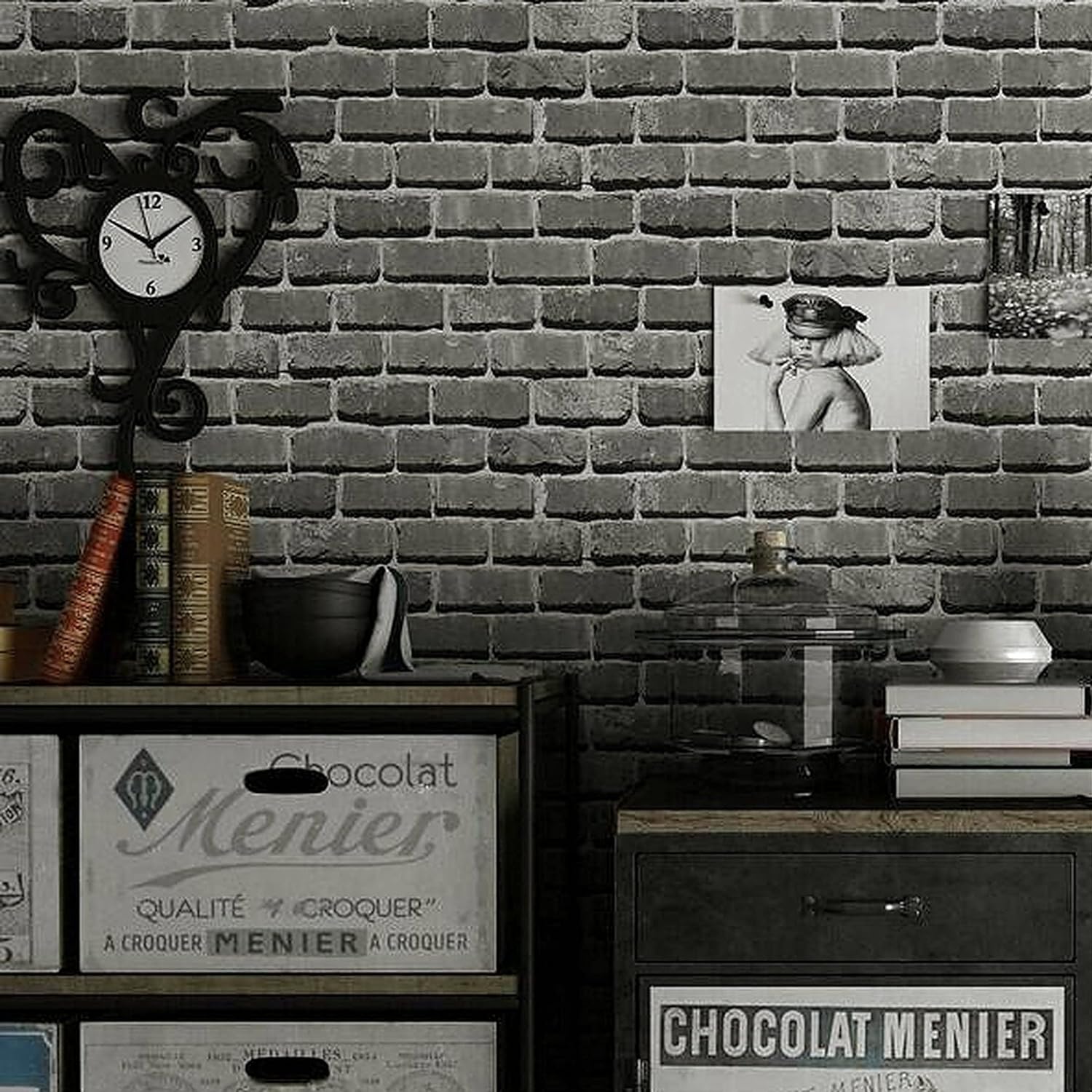 Ρολό Αδιάβροχη Αυτοκόλλητη Ταπετσαρία Τούβλα για Τοίχο και Τζάμι Σκούρο Γκρι 200x45cm Ρολό Αδιάβροχη Αυτοκόλλητη Ταπετσαρία Τούβλα για Τοίχο και Τζάμι Σκούρο Γκρι 200x45cm