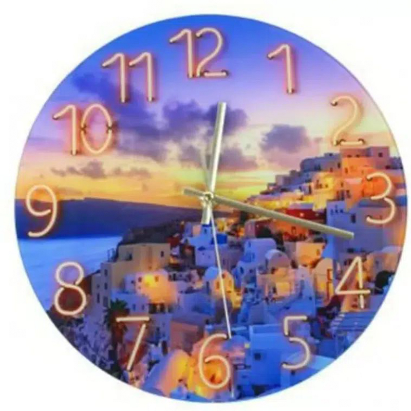 Ρολόι Τοίχου Quartz Διαμέτρου 30cm με Αριθμούς και Ταπετσαρία Κυκλαδίτικο Νησί Ρολόι Τοίχου Quartz Διαμέτρου 30cm με Αριθμούς και Ταπετσαρία Κυκλαδίτικο Νησί