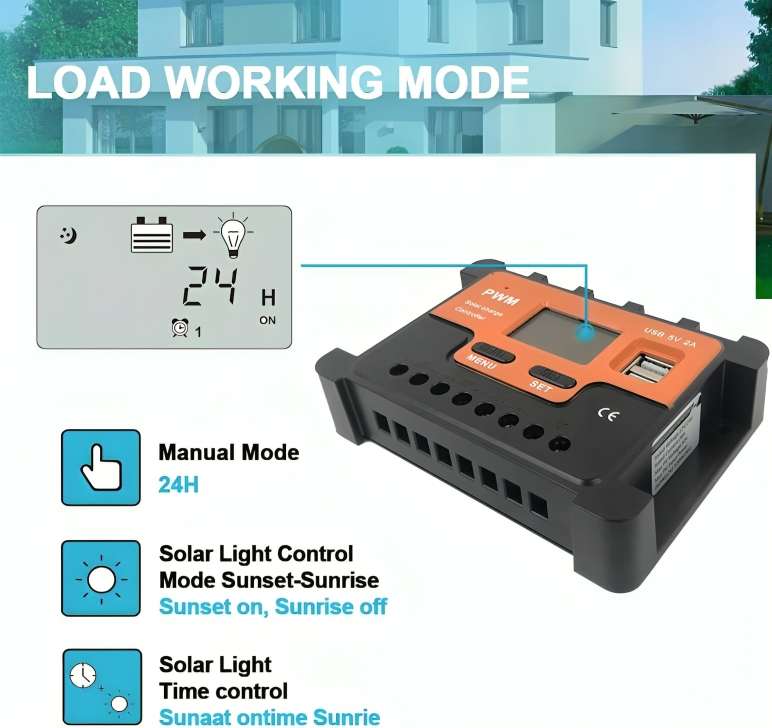Ρυθμιστής Φόρτισης Φωτοβολταϊκών Πάνελ PMW 100A 12-24V με 2 Θύρες USB - Andowl Ρυθμιστής Φόρτισης Φωτοβολταϊκών Πάνελ PMW 100A 12-24V με 2 Θύρες USB - Andowl