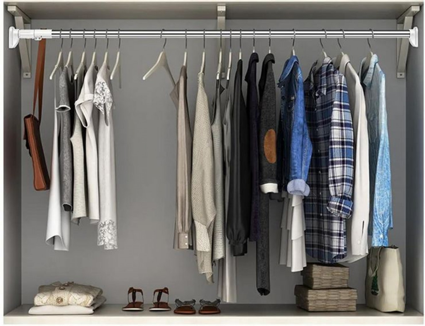 Ρυθμιζόμενη Τηλεσκοπική Ράβδος από Ανοξείδωτο Χάλυβα 70-120εκ για Κρέμασμα Ρούχων και Κουρτινών Ρυθμιζόμενη Τηλεσκοπική Ράβδος από Ανοξείδωτο Χάλυβα 70-120εκ για Κρέμασμα Ρούχων και Κουρτινών