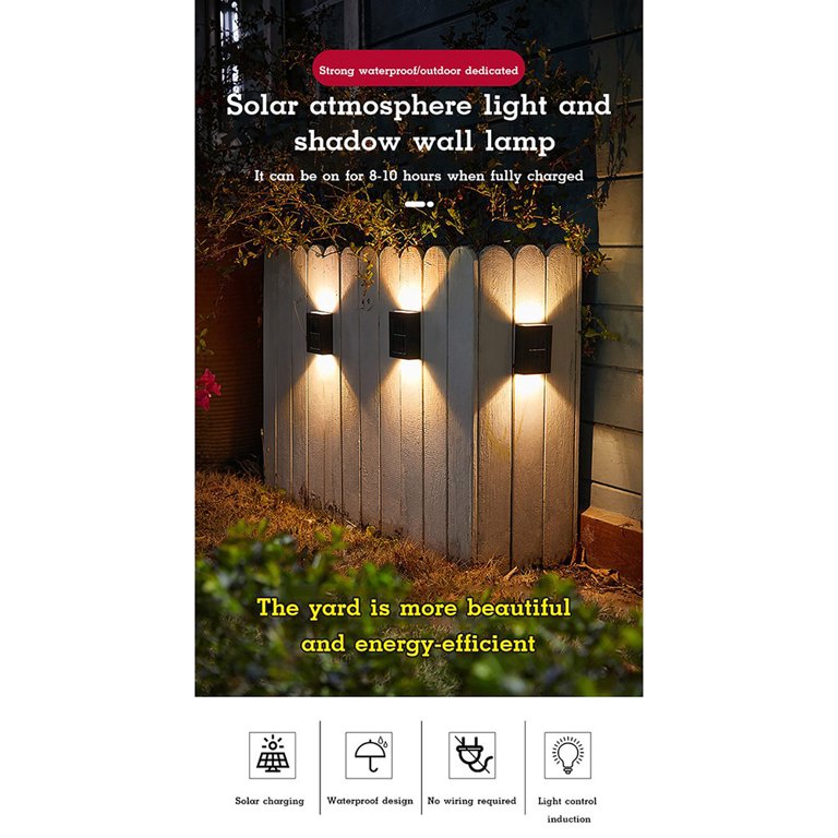 Σετ 4 τμχ Mini Επιτοίχιο Αδιάβροχο Ηλιακό Φωτιστικό LED με Φωτοκύτταρο 3000Κ με Ενσωματωμένο Ηλιακό Πάνελ Σετ 4 τμχ Mini Επιτοίχιο Αδιάβροχο Ηλιακό Φωτιστικό LED με Φωτοκύτταρο 3000Κ με Ενσωματωμένο Ηλιακό Πάνελ