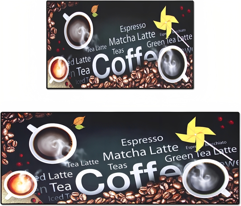 Σετ 2 Αντιολισθητικά Πατάκια Κουζίνας με Σχέδιο Σετ 2 Αντιολισθητικά Πατάκια Κουζίνας με Σχέδιο