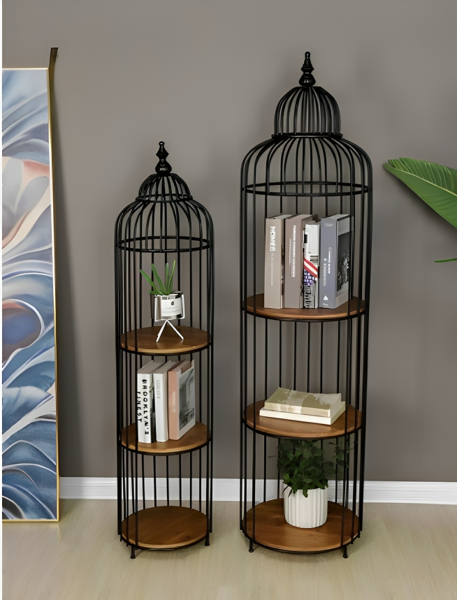 Σετ 2 Διακοσμητικά Μεταλλικά Κλουβιά με 3 Ξύλινα Ράφια - 32x32x130 cm και 40x40x155 cm Σετ 2 Διακοσμητικά Μεταλλικά Κλουβιά με 3 Ξύλινα Ράφια - 32x32x130 cm και 40x40x155 cm