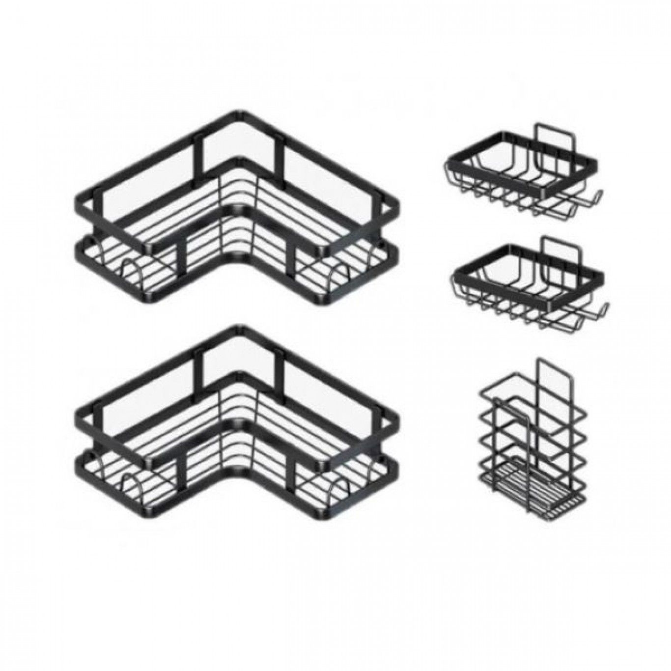 Σετ 2 Επιτοίχια Γωνιακά Αυτοκόλλητα Μεταλλικά Ράφια Μπάνιου-Κουζίνας & 3 Ραφάκια με Αυτοκόλλητο Μαύρο Σετ 2 Επιτοίχια Γωνιακά Αυτοκόλλητα Μεταλλικά Ράφια Μπάνιου-Κουζίνας & 3 Ραφάκια με Αυτοκόλλητο Μαύρο