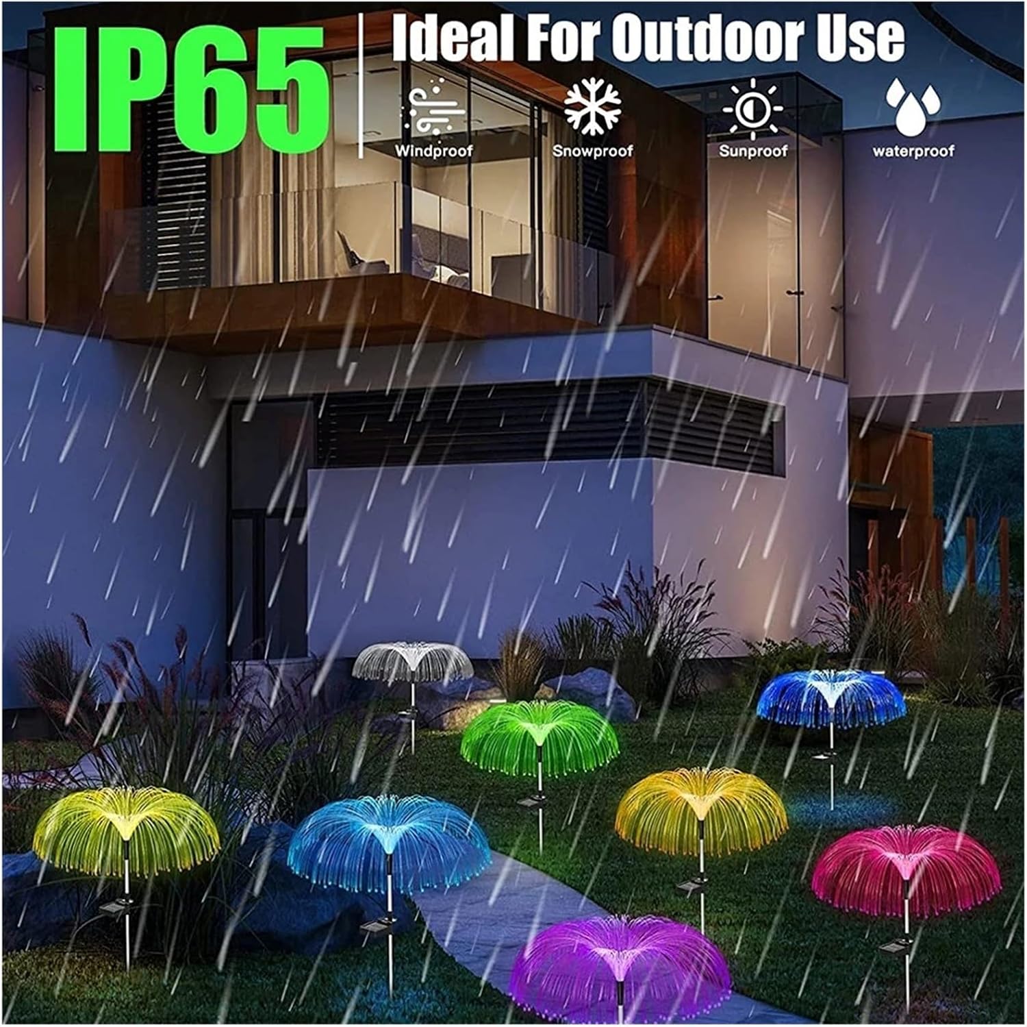 Σετ 2 Ηλιακά RGB Διακοσμητικά Φωτιστικά Κήπου Οπτικής Ίνας σε Σχήμα Βροχής IP65 Σετ 2 Ηλιακά RGB Διακοσμητικά Φωτιστικά Κήπου Οπτικής Ίνας σε Σχήμα Βροχής IP65