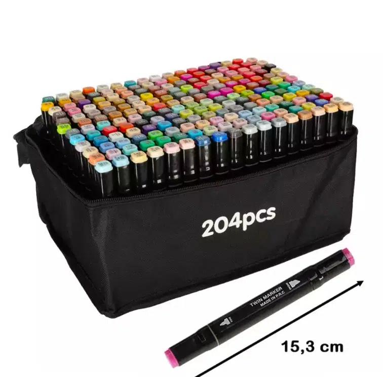 Σετ 204 Χρώματα Επαγγελματικοί Μαρκαδόροι Ζωγραφικής με Διπλή Μύτη - Board & Fine - Θήκη με φερμουάρ Σετ 204 Χρώματα Επαγγελματικοί Μαρκαδόροι Ζωγραφικής με Διπλή Μύτη - Board & Fine - Θήκη με φερμουάρ