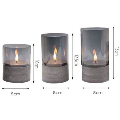 Σετ 3 Γυάλινα Κηροπήγια - Κεριά Μπαταρίας με Διάμετρο 8cm Σετ 3 Γυάλινα Κηροπήγια - Κεριά Μπαταρίας με Διάμετρο 8cm