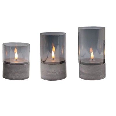 Σετ 3 Γυάλινα Κηροπήγια - Κεριά Μπαταρίας με Διάμετρο 8cm Σετ 3 Γυάλινα Κηροπήγια - Κεριά Μπαταρίας με Διάμετρο 8cm