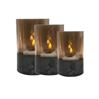 Σετ 3 Γυάλινα Κηροπήγια - Κεριά Μπαταρίας με Διάμετρο 8cm Σετ 3 Γυάλινα Κηροπήγια - Κεριά Μπαταρίας με Διάμετρο 8cm