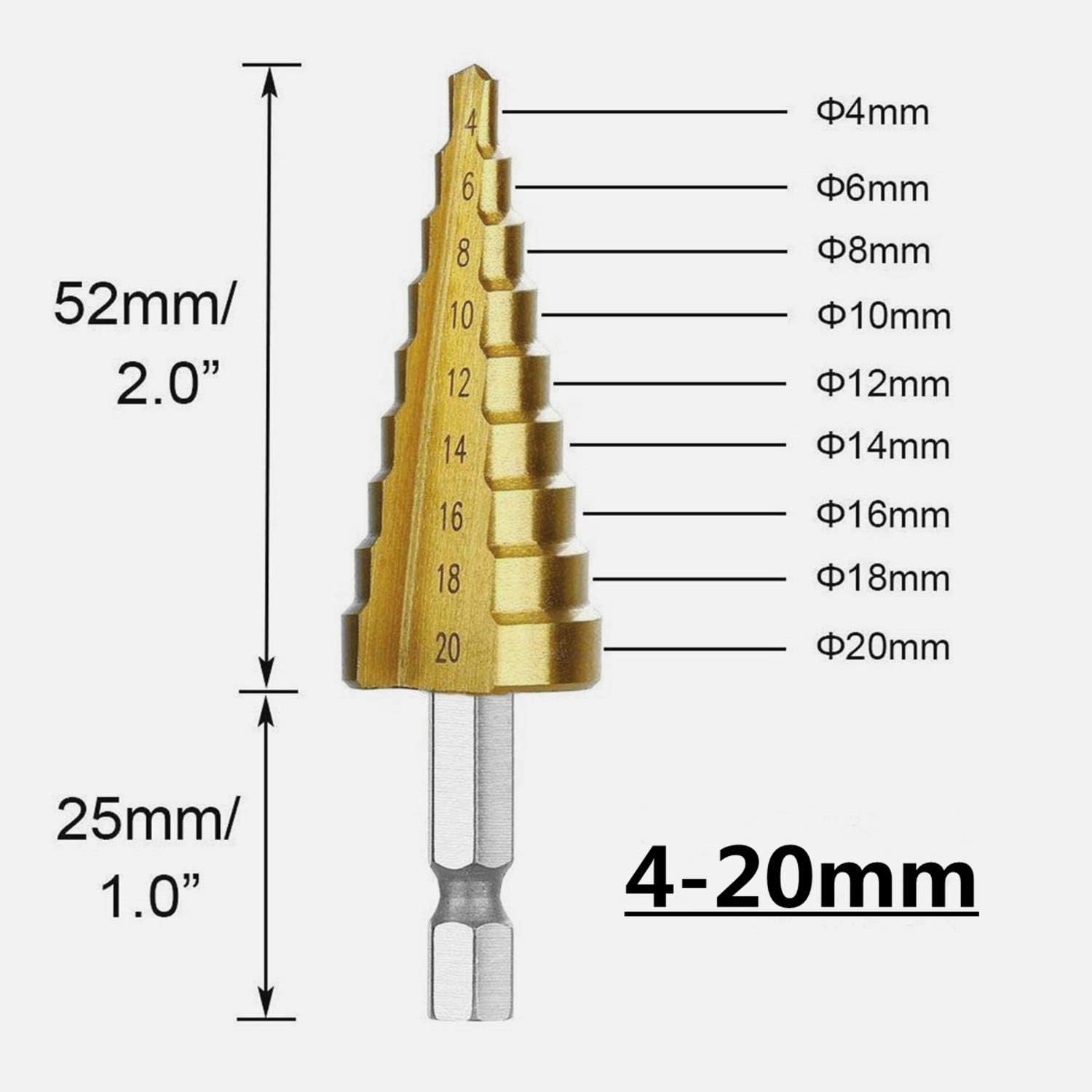 Σετ 3 Τρυπάνια Κωνικά Τιτανίου 4 - 12mm, 4 - 20mm & 4 - 32mm Σετ 3 Τρυπάνια Κωνικά Τιτανίου 4 - 12mm, 4 - 20mm & 4 - 32mm