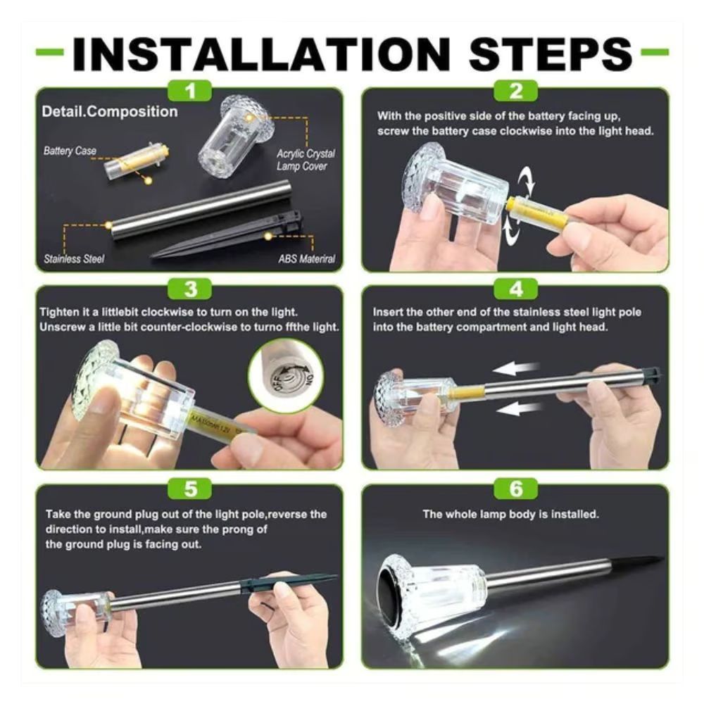 Σετ 6 Καρφωτά Αδιάβροχα Ηλιακά Φωτιστικά Κήπου 6W με Φως Θερμού Λευκού Χρώματος Arrango Σετ 6 Καρφωτά Αδιάβροχα Ηλιακά Φωτιστικά Κήπου 6W με Φως Θερμού Λευκού Χρώματος Arrango