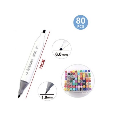 Σετ 80 Επαγγελματικοί Μαρκαδόροι Ζωγραφικής με Διπλή Μύτη Σε Θήκη Σετ 80 Επαγγελματικοί Μαρκαδόροι Ζωγραφικής με Διπλή Μύτη Σε Θήκη